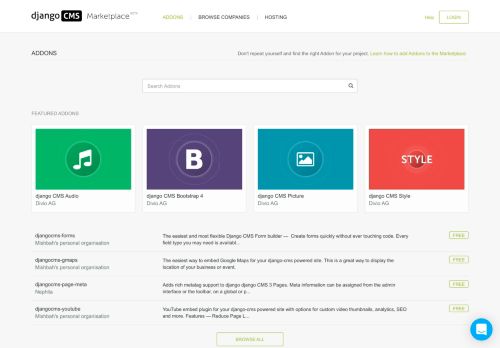 
                            4. Addons - django CMS Marketplace