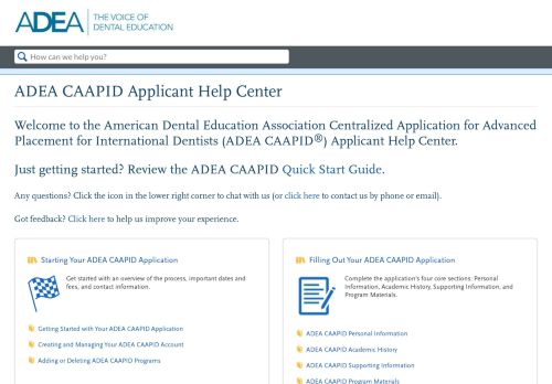 
                            8. ADEA CAAPID Applicant Help Center - Liaison