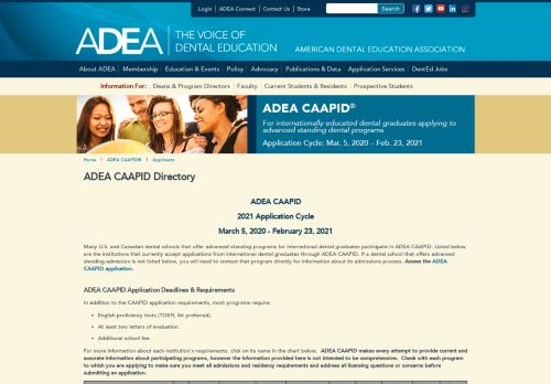 
                            7. ADEA CAAPID Directory - American Dental Education Association