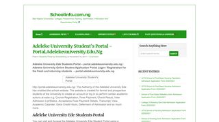 
                            7. Adeleke University Student's Portal - Portal ... - Schoolinfo