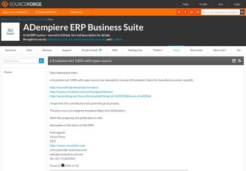 
                            7. ADempiere ERP Business Suite / News: e-Evolution bet 100% with ...