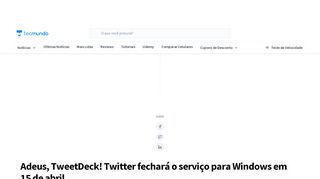 
                            12. Adeus, TweetDeck! Twitter fechará o serviço para Windows em 15 de ...