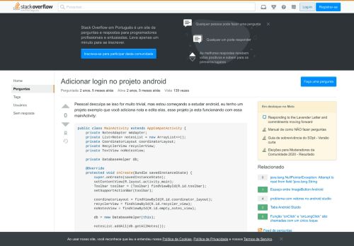 
                            11. Adicionar login no projeto android - Stack Overflow em Português