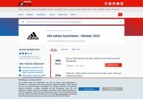 
                            12. adidas Gutscheine: 20% Rabatt Extra - Februar 2019 - Focus