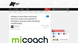 
                            9. Adidas to shut down miCoach services, users can migrate to Runtastic ...