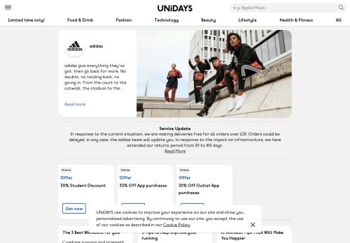 
                            4. Adidas - UNiDAYS