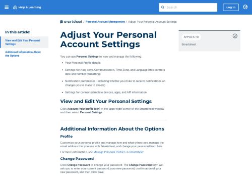 
                            9. Adjust Your Personal Account Settings | Smartsheet Learning Center