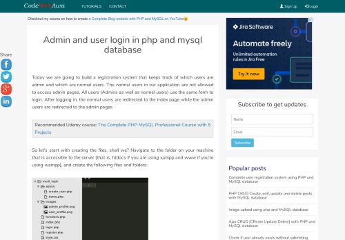 
                            2. Admin and user login in php and mysql database | CodeWithAwa