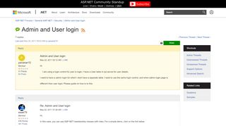 
                            7. Admin and User login | The ASP.NET Forums