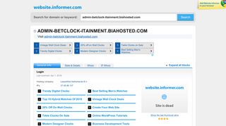 
                            7. admin-betclock-itainment.biahosted.com at Website Informer. Login ...