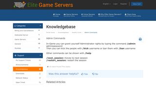 
                            5. Admin Commands - Knowledgebase - Elite Game Servers