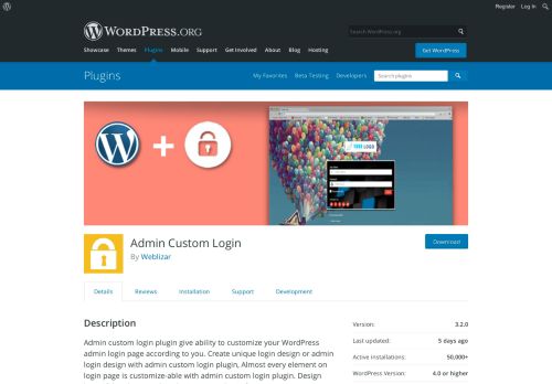 
                            2. Admin Custom Login | WordPress.org