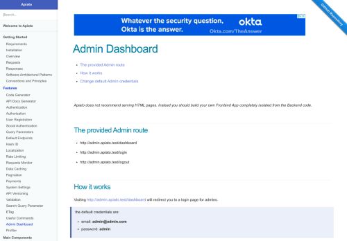 
                            2. Admin Dashboard | apiato