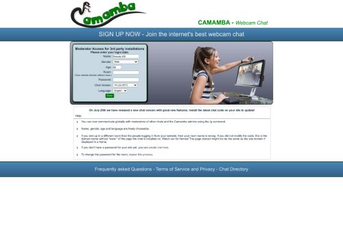 
                            1. Admin Login for external Chat Installations - Camamba Webcam Chat