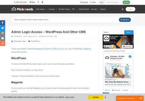 
                            7. Admin Login for WordPress and popular CMSs - Pickaweb