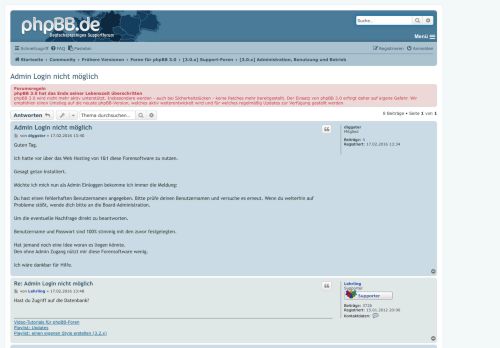 
                            6. Admin Login nicht möglich - phpBB.de