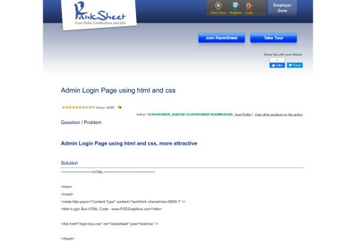 
                            5. Admin Login Page using html and css - RankSheet.com\Solutions