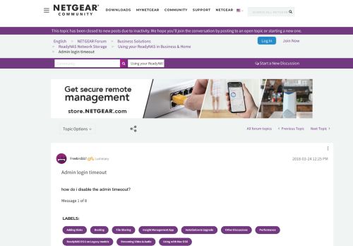 
                            8. Admin login timeout - NETGEAR Communities