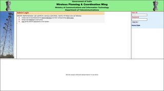 
                            12. Admin Login - Wireless Planning & Coordination Wing - Department of ...