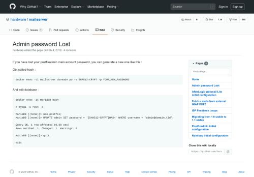 
                            7. Admin password Lost · hardware/mailserver Wiki · GitHub