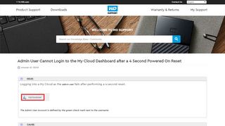 
                            3. Admin User Cannot Login to the My Cloud Dashboard ... - WD Support
