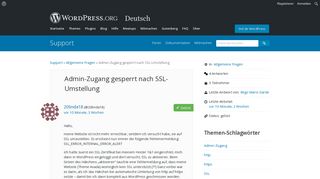 
                            13. Admin-Zugang gesperrt nach SSL-Umstellung | WordPress.org