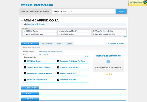 
                            8. admin.carfind.co.za at Website Informer. Visit Admin Carfind.