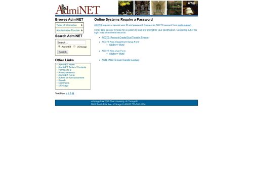 
                            10. AdmiNET - University of Chicago