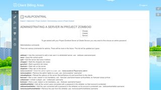 
                            13. Administrating a server in Project Zomboid - Client Billing Area