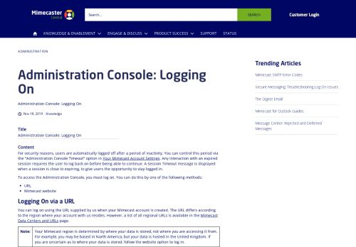 
                            4. Administration Console: Logging On | Mimecaster Central