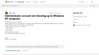 
                            12. Administrator account not showing up in Windows XP computer ...