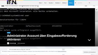 
                            6. Administrator Account über Eingabeaufforderung aktivieren - ITler.NET