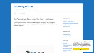 
                            9. Administrator Passwort oder eMail bei WordPress zurücksetzen