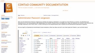 
                            11. Administrator Passwort vergessen – Contao Community Documentation