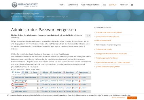 
                            10. Administrator-Passwort vergessen - Web-Consultant