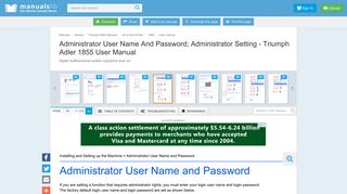 
                            3. Administrator User Name And Password; Administrator Setting ...