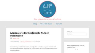 
                            10. Adminleiste für bestimmte Nutzer ausblenden - WP Hafen