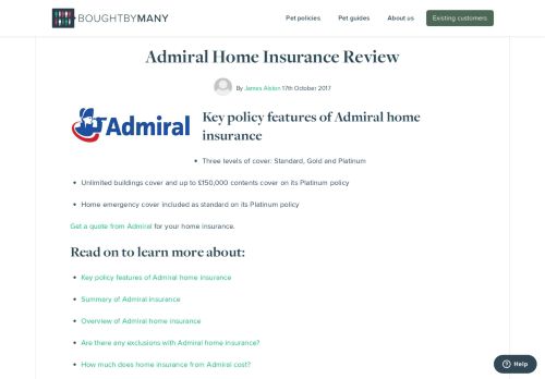 
                            5. Admiral Home Insurance Review - Bought By Many