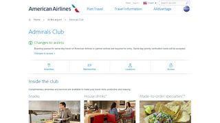 
                            7. Admirals Club − Travel information − American Airlines