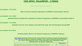 
                            2. Admission 2018 - 19 - CSK HPKV, Palampur