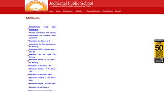 
                            3. Admission 2019 Info - Jodhamal Public School