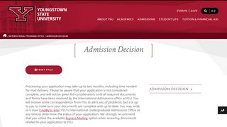 
                            6. Admission Decision | YSU