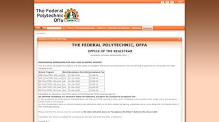 
                            3. Admission - Federal Polytechnic Offa Portal