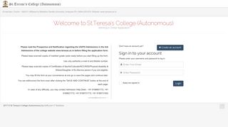 
                            8. Admission Login | St.Teresa's College (Autonomous)