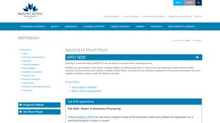 
                            3. Admission - Mount Royal University - Calgary, Alberta, Canada