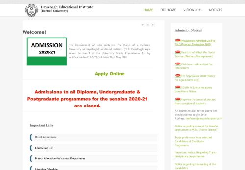 
                            4. Admission Notices - DEI