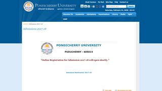 
                            3. Admissions 2017-18 | Pondicherry University