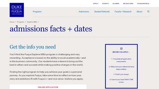 
                            12. Admissions Facts + Dates - Daytime MBA | Duke's Fuqua School of ...