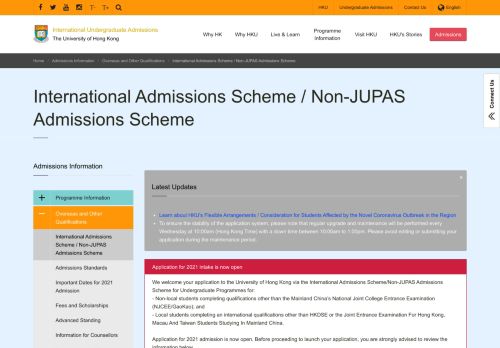 
                            3. Admissions Information | International Undergraduate ... - HKU AAL