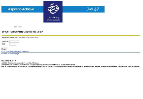 
                            4. Admissions Login - Effat University